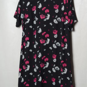 Damart colorful flower short sleeve lady's dress with back button, size 16