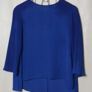 ATMOSPHERE/plain blue lady's long sleeve with zip at the back, size 12