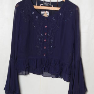 JORDASH/brand new lady's designer long sleeve top with beads & buttons at the front, size M