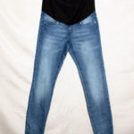 Denim/Lady's designer jeans with black elastic waist size 38