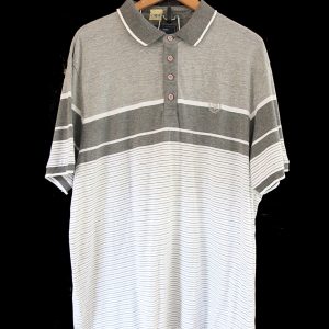 Atlantic / strip white & ash, buttons, collar ,short sleeve