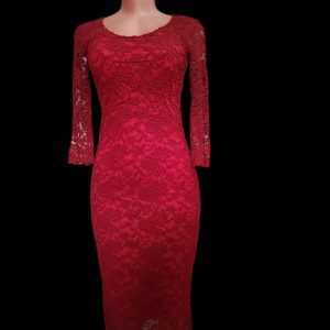 DEN MARK/ Lady's oxblood elastic net long-gown, size 12