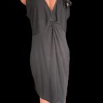 H&M/lady's black long armless with designed female gown, size 10