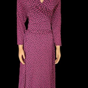 TEH/ Lady's long-sleeve spotted brown designed gown, size 12