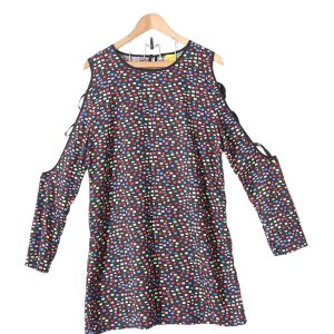 boohoo / Lady's multicolored long sleeve top with back button, size 12