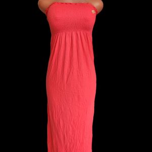 Klass collection / polyester lady's oxblood long gown, elastic, ruffle wrap design, size 14