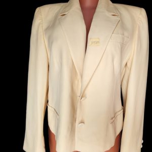 Tokyo / lady's water-loof cotton long-sleeve cream color blazer