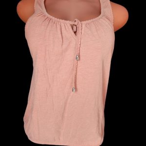 NICOLE MILLER / violet rayon elastic armless female top, size 10