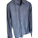 Tu / Men's plain navy blue designed shirt, size L